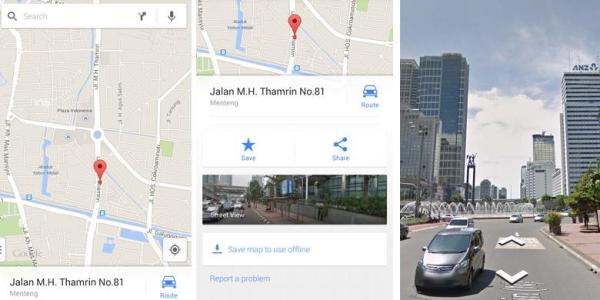 Layanan Google Street View sudah memiliki database jalanan di Ibu Kota Jakarta.