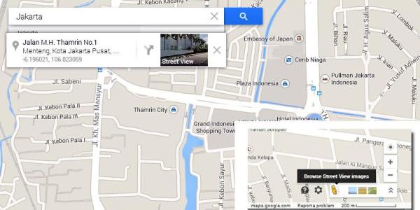Menu Google Street View di browser PC Desktop